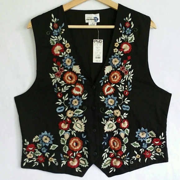 Paul Harris Design Jackets & Blazers - Paul Harris Vest Boho Chic Embroidered Flower NEW